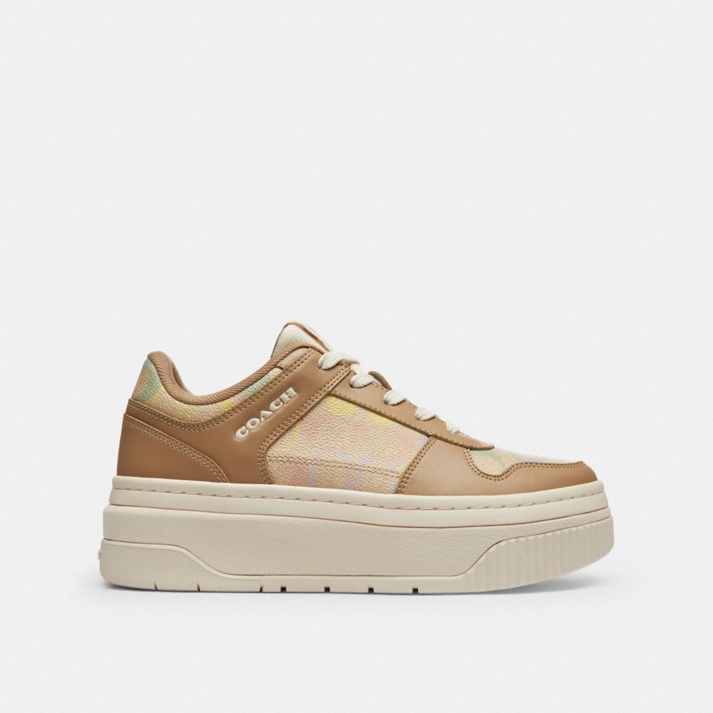Coach Platform Sneaker In Rainbow Signature Canvas Rainbow Taupe