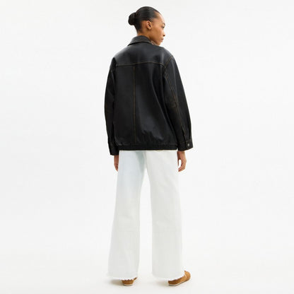 Coach Loved Oversized Leather Jacket Black