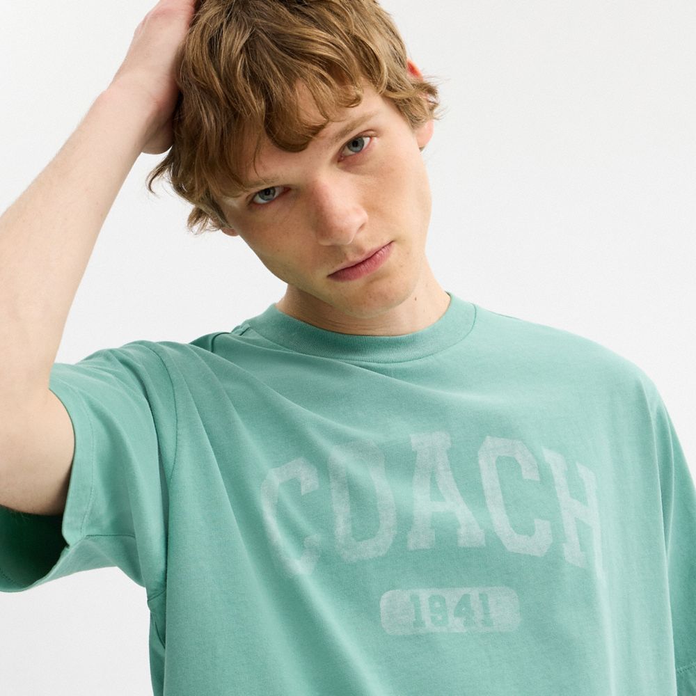 Coach Sun Fade Easy T Shirt In Organic Cotton Green