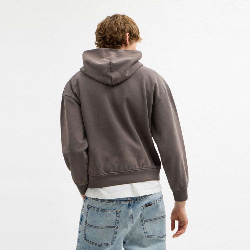 Coach Sun Fade Hoodie In Organic Cotton Garment Dye Black