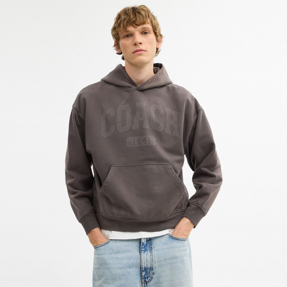 Coach Sun Fade Hoodie In Organic Cotton Garment Dye Black