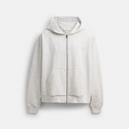 Coach Boxy Full Zip Hoodie Heather Grey