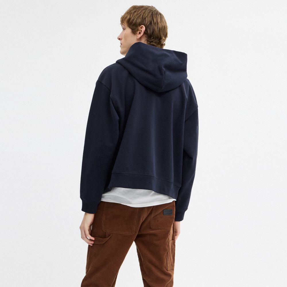 Coach Boxy Full Zip Hoodie Navy