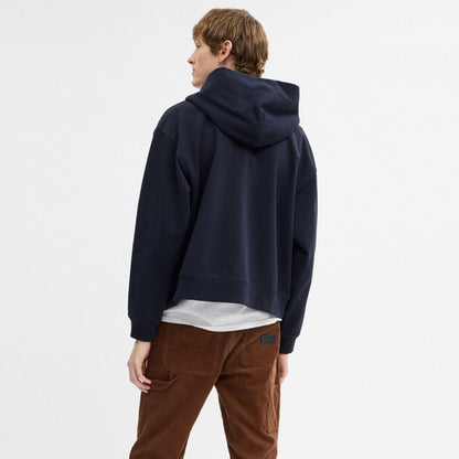 Coach Boxy Full Zip Hoodie Navy