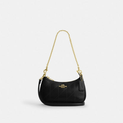 Coach Teri Mini Crossbody Bag With Quilting Gold Black