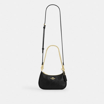 Coach Teri Mini Crossbody Bag With Quilting Gold Black