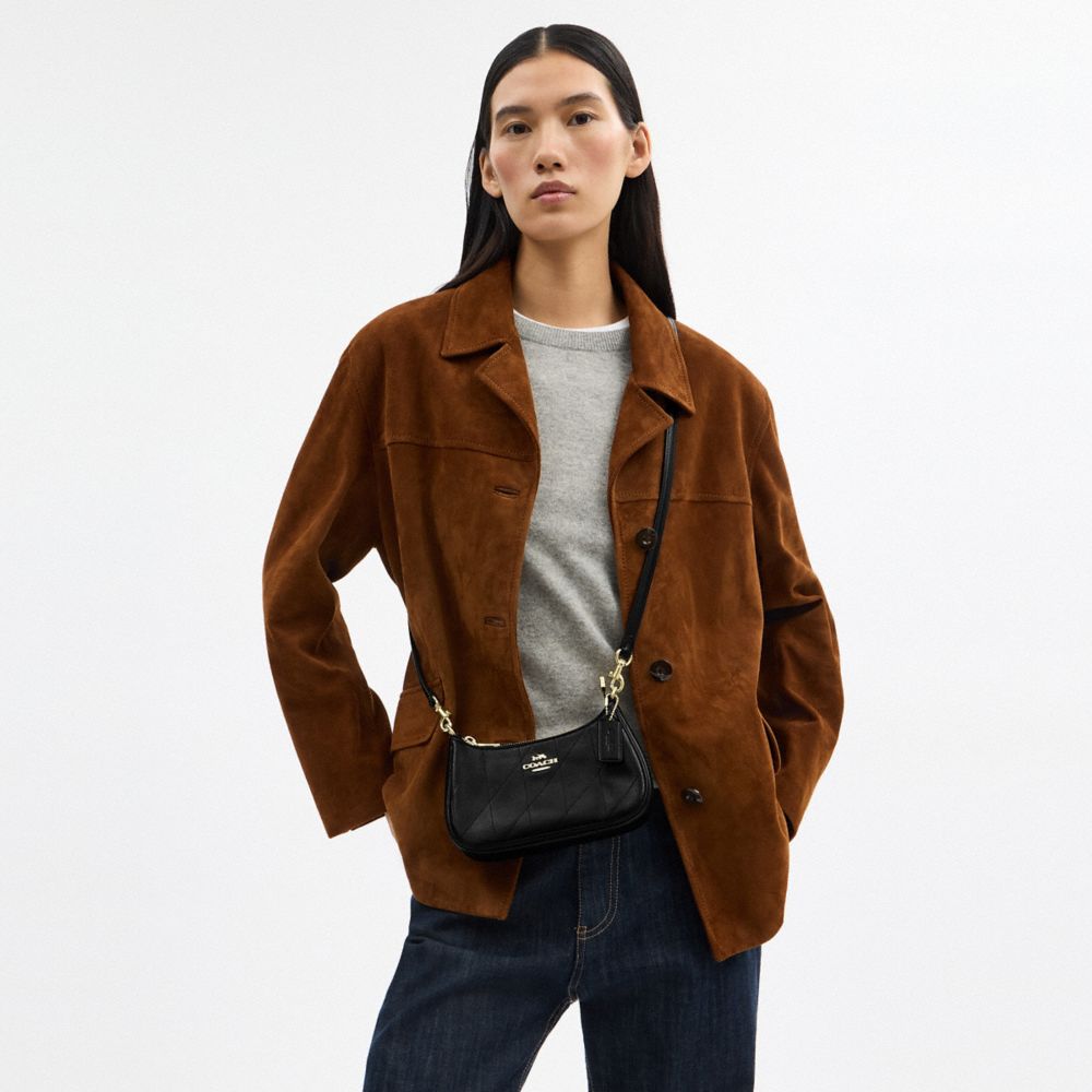 Coach Teri Mini Crossbody Bag With Quilting Gold Black