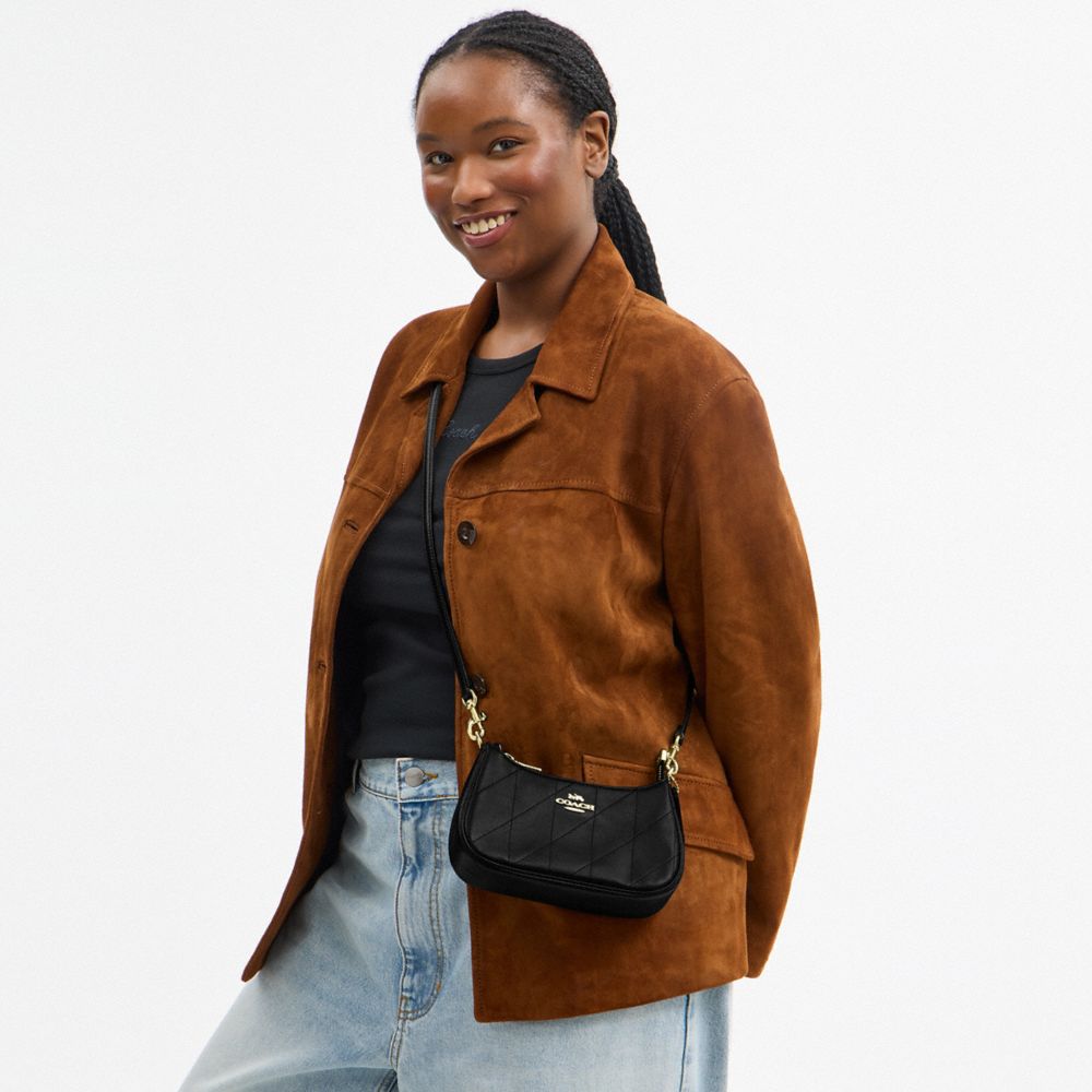 Coach Teri Mini Crossbody Bag With Quilting Gold Black