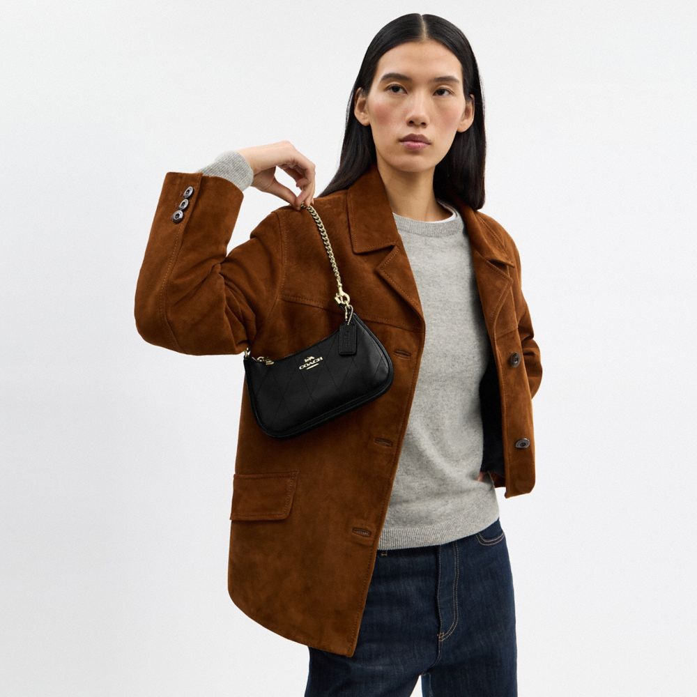 Coach Teri Mini Crossbody Bag With Quilting Gold Black