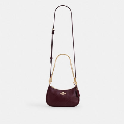 Coach Teri Mini Crossbody Bag With Quilting Gold Dark Wine