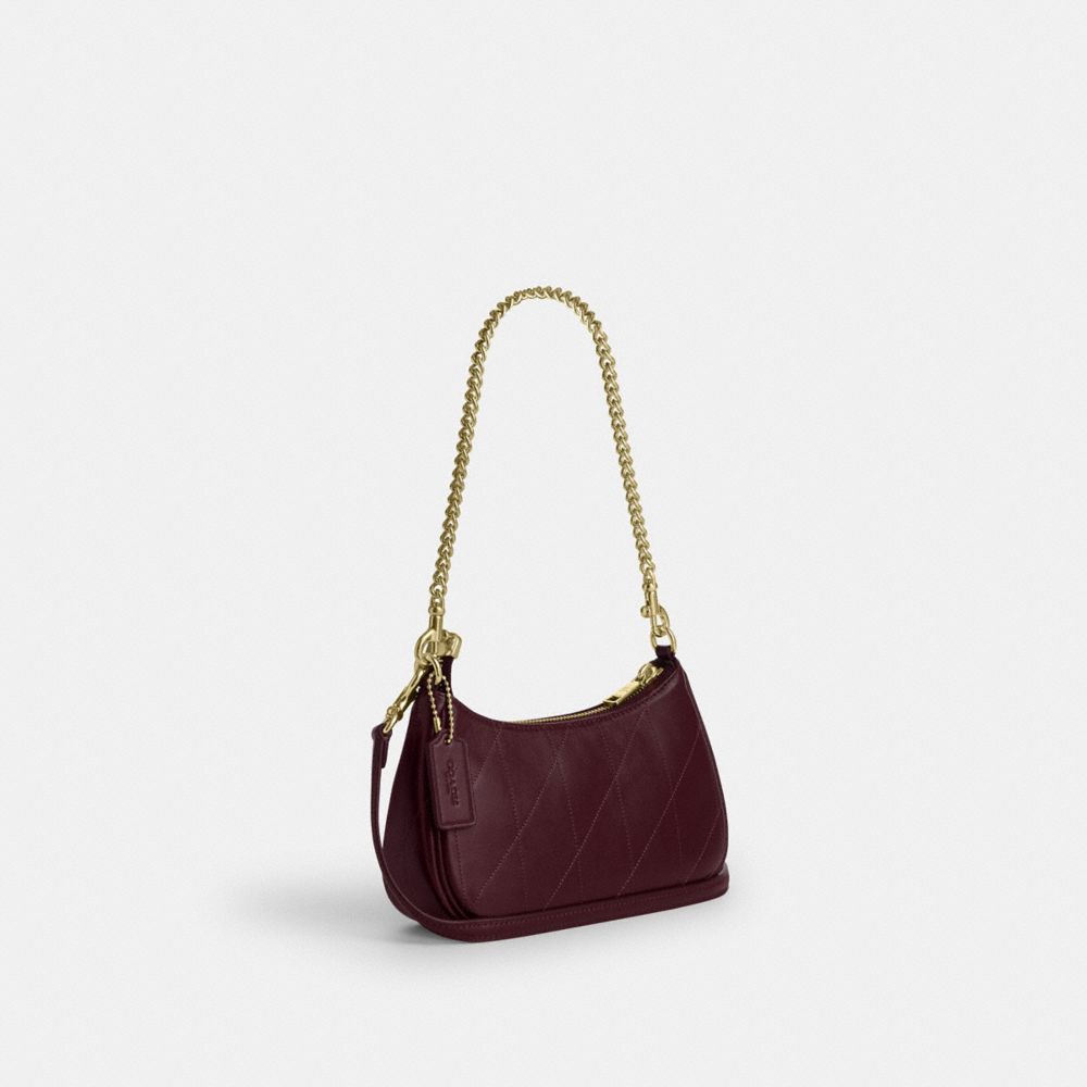 Coach Teri Mini Crossbody Bag With Quilting Gold Dark Wine