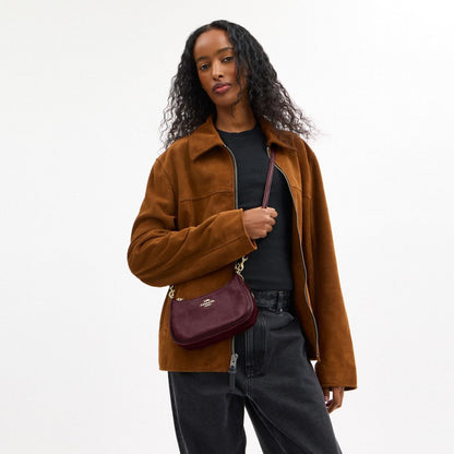 Coach Teri Mini Crossbody Bag With Quilting Gold Dark Wine