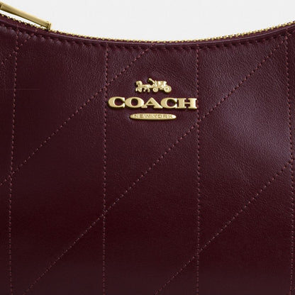 Coach Teri Mini Crossbody Bag With Quilting Gold Dark Wine
