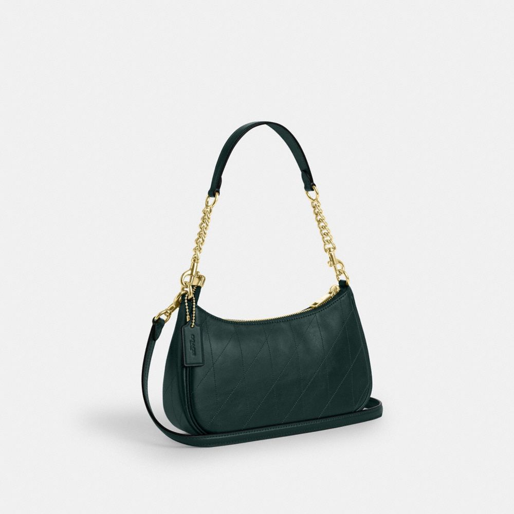 Coach Teri Shoulder Bag With Quilting Gold Dark Teal