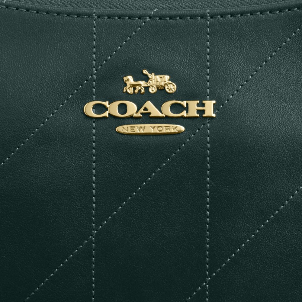 Coach Teri Shoulder Bag With Quilting Gold Dark Teal