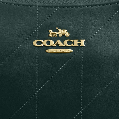 Coach Teri Shoulder Bag With Quilting Gold Dark Teal