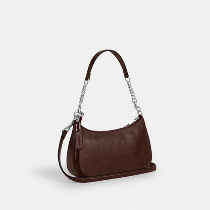 Coach Teri Shoulder Bag With Quilting Silver Maple