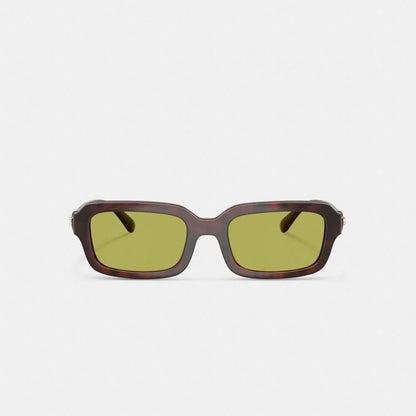 Coach C Heart Narrow Square Sunglassses Dark Tortoise
