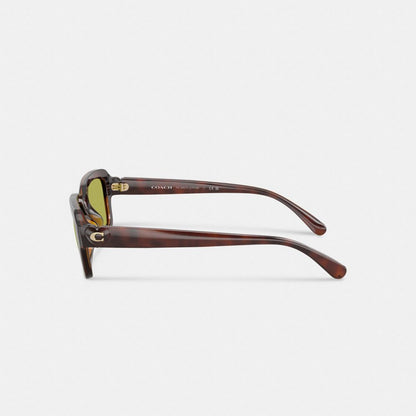Coach C Heart Narrow Square Sunglassses Dark Tortoise
