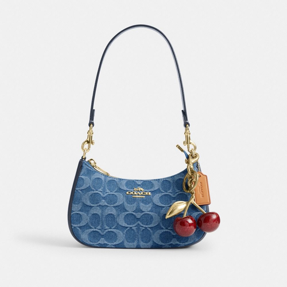 Coach Teri Mini Crossbody Bag In Signature Denim Gold Indigo