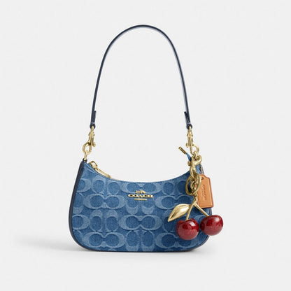 Coach Teri Mini Crossbody Bag In Signature Denim Gold Indigo