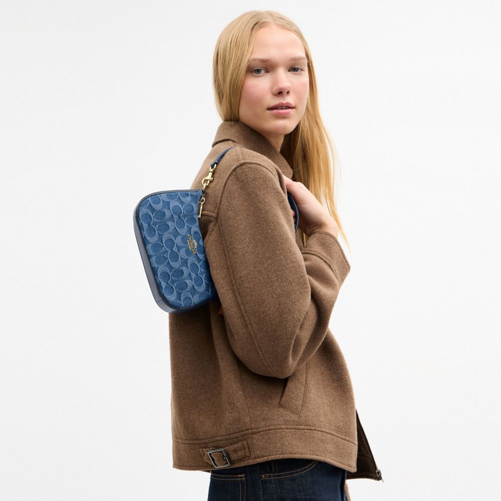 Coach Teri Mini Crossbody Bag In Signature Denim Gold Indigo