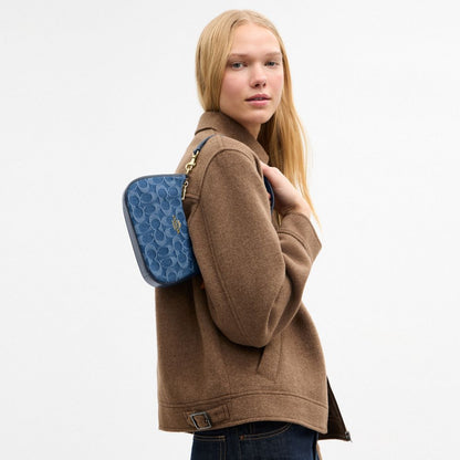 Coach Teri Mini Crossbody Bag In Signature Denim Gold Indigo