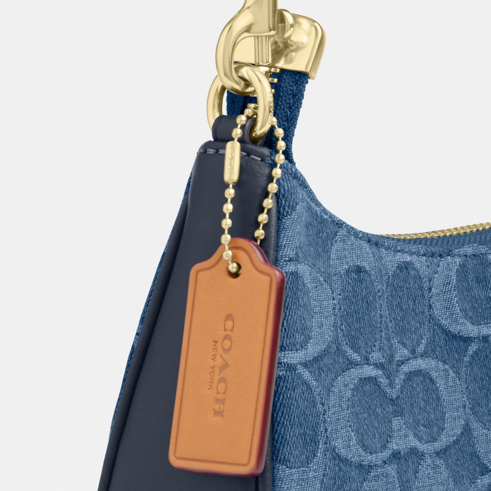 Coach Teri Mini Crossbody Bag In Signature Denim Gold Indigo
