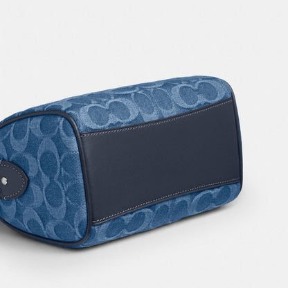 Coach Mini Rowan Crossbody Bag In Signature Denim Gold Indigo