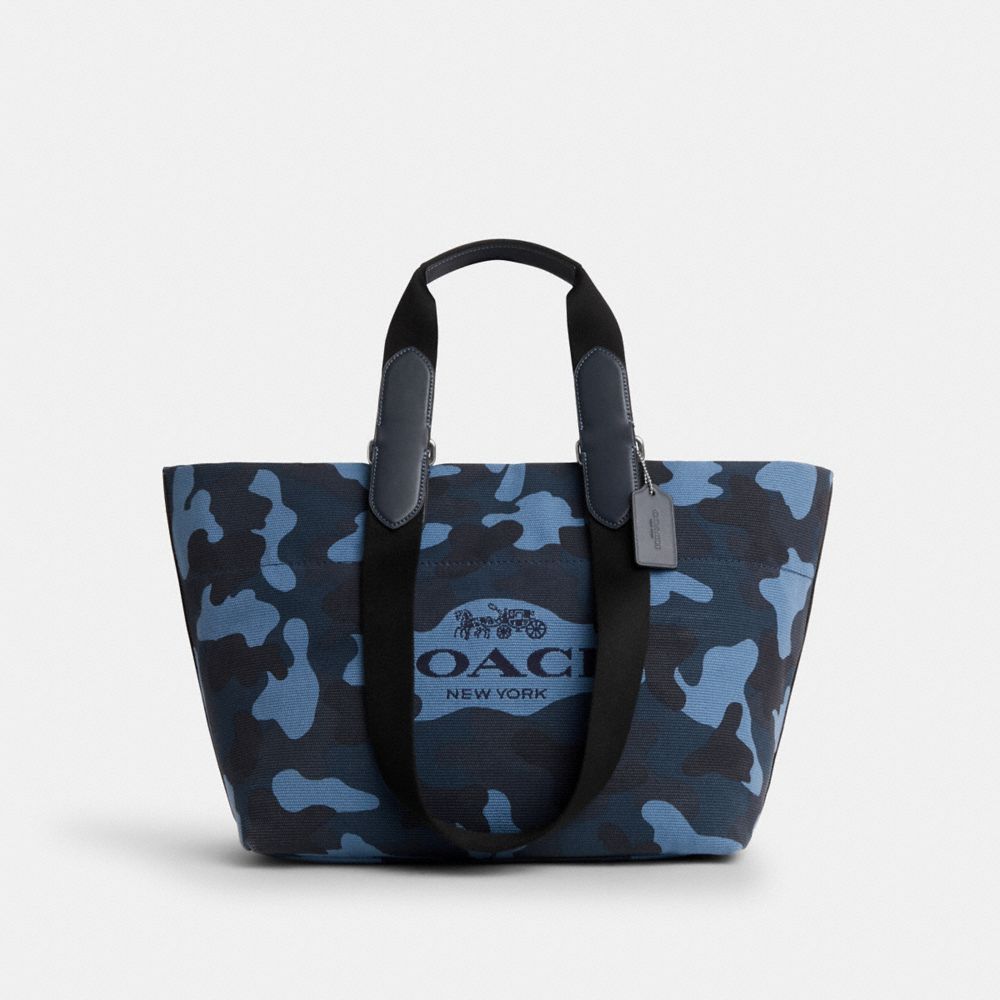 Coach Small Tour Tote Bag With Camo Print Silver Blue Multi