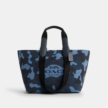 Coach Small Tour Tote Bag With Camo Print Silver Blue Multi