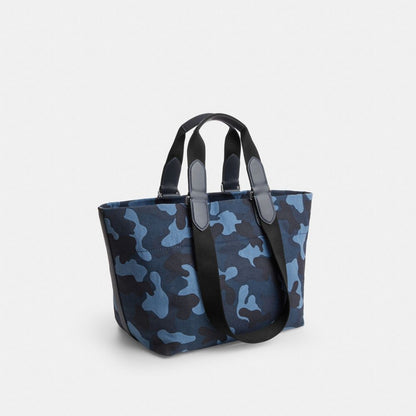 Coach Small Tour Tote Bag With Camo Print Silver Blue Multi