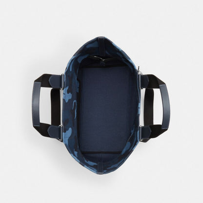 Coach Small Tour Tote Bag With Camo Print Silver Blue Multi