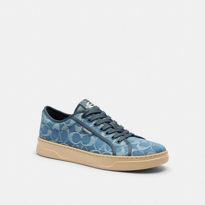 Women's Coach Canvas Sneaker In Signature Denim Light Denim Ivory