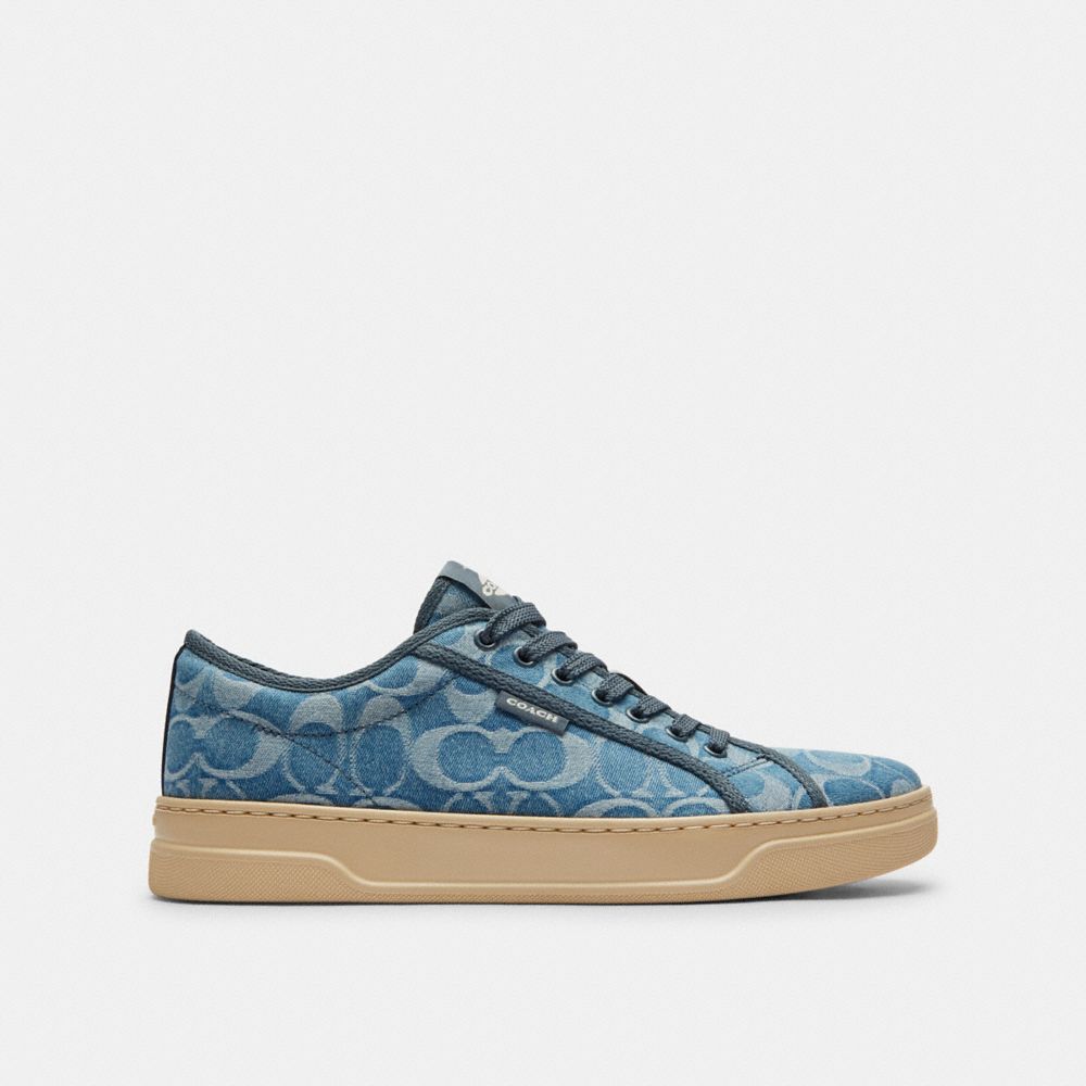 Women's Coach Canvas Sneaker In Signature Denim Light Denim Ivory
