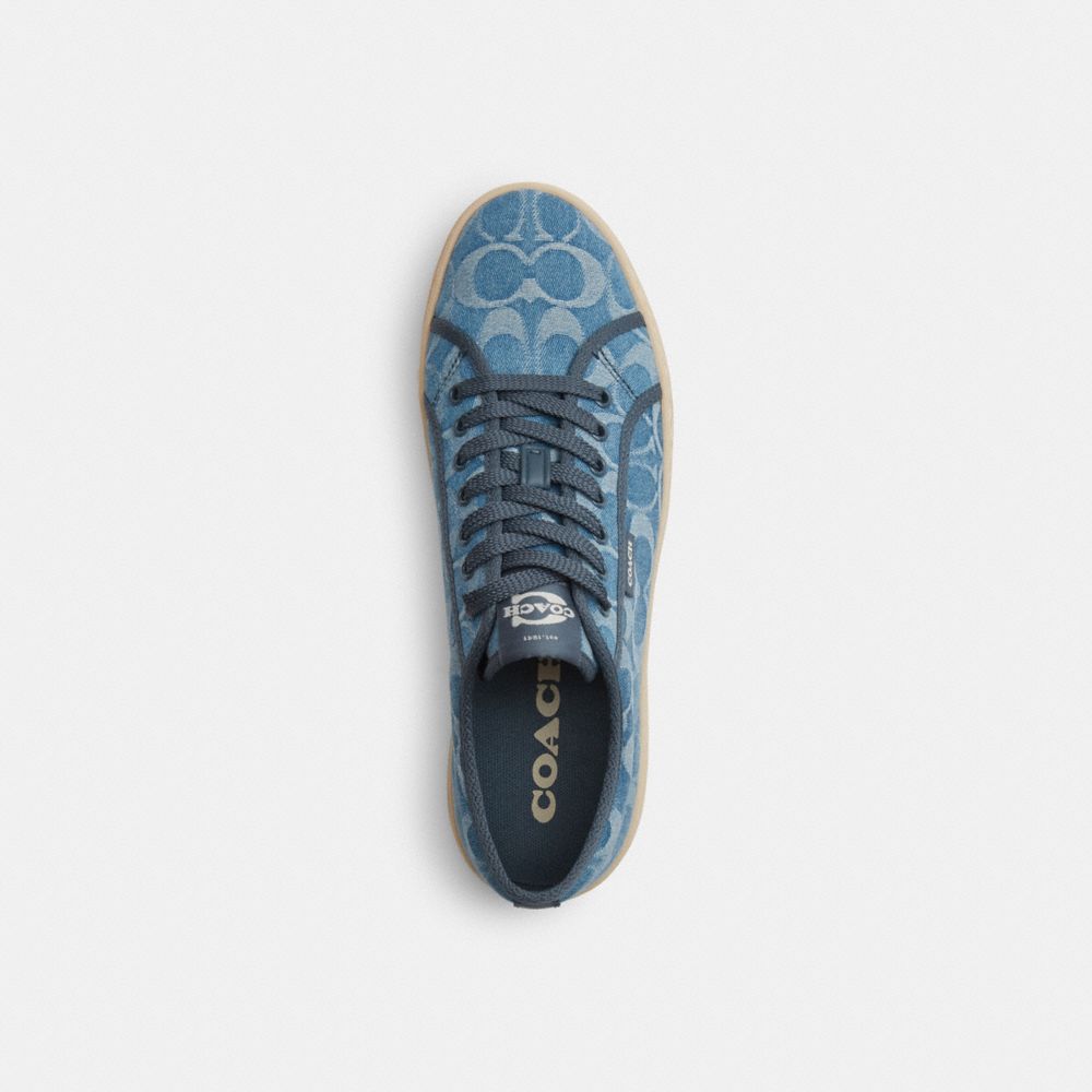 Women's Coach Canvas Sneaker In Signature Denim Light Denim Ivory