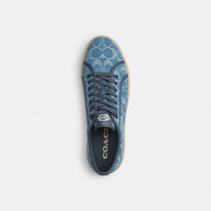 Women's Coach Canvas Sneaker In Signature Denim Light Denim Ivory