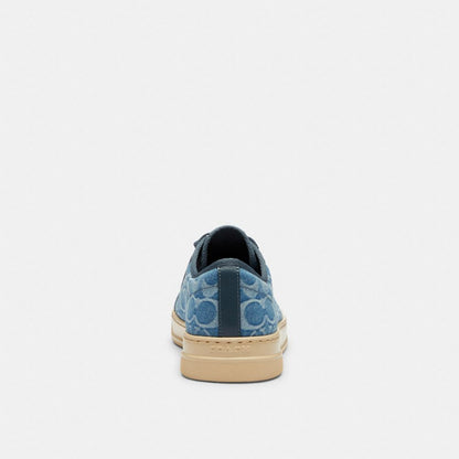 Women's Coach Canvas Sneaker In Signature Denim Light Denim Ivory