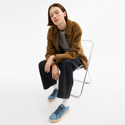 Women's Coach Canvas Sneaker In Signature Denim Light Denim Ivory