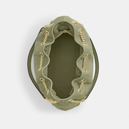 Coach Evelyn Shoulder Bag With Quilting Gold Pistachio