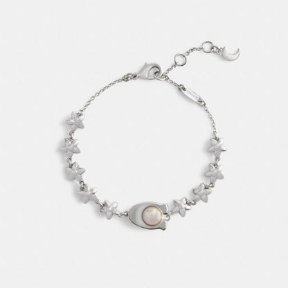 Coach Wildflower Chain Signature Linear Bracelet Silver Pearl