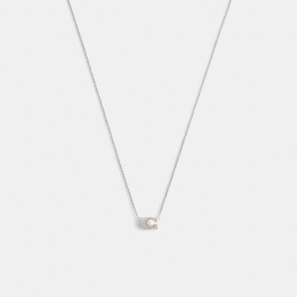 Coach Signature Pearl Pendant Necklace Silver Pearl