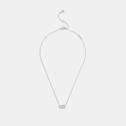 Coach Signature Pearl Pendant Necklace Silver Pearl