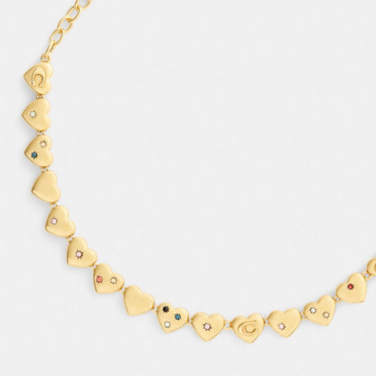 Coach Heart Choker Necklace Gold Multi