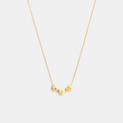 Coach Heart Cluster Pendant Necklace Gold Multi