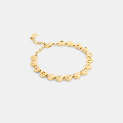 Coach Heart Linear Bracelet Gold Multi