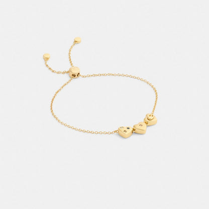 Coach Heart Cluster Slider Bracelet Gold Multi