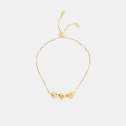 Coach Heart Cluster Slider Bracelet Gold Multi
