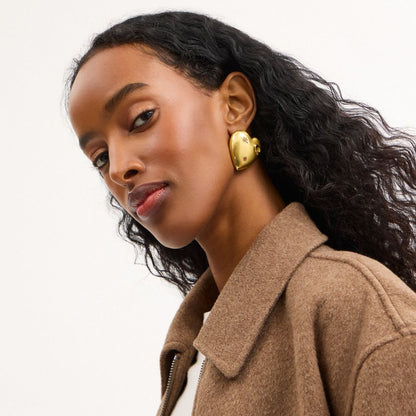 Coach Oversized Heart With Stones Stud Earrings Gold Multi