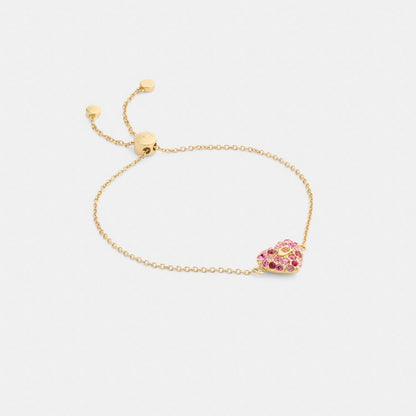 Coach Pavé Heart Slider Bracelet Gold Pink